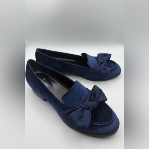 Bandolino Navy Velvet Loafers with Bow